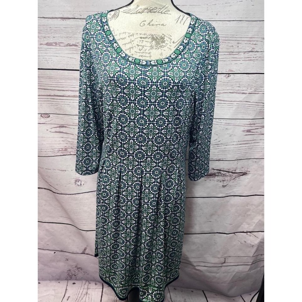 Max Studio Green White Blue Floral‎ Pattern Button-Up Dress Size XL